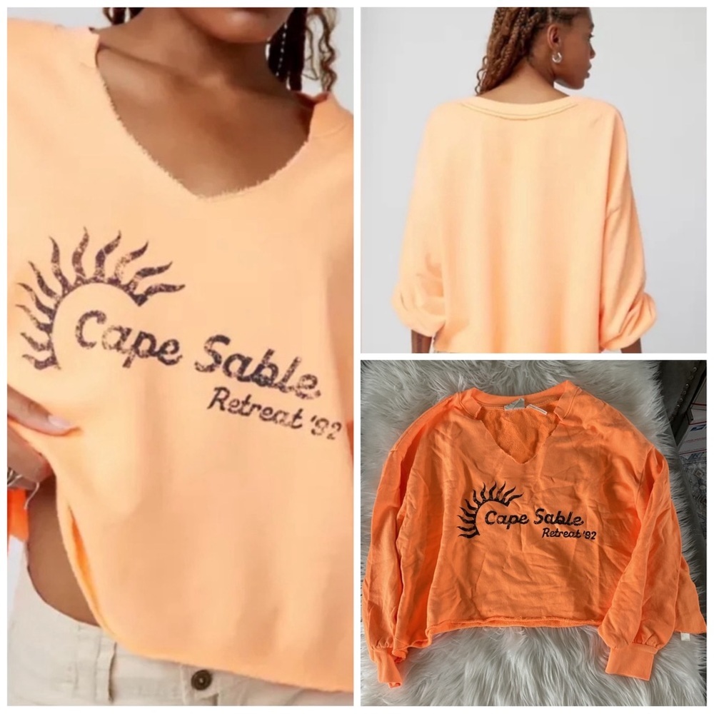 NWOT Out From Under Pullover Notch Neck Cape Sable Sweatshirt